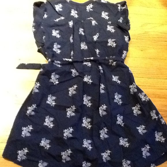 Navy/Light Blue/White Flowered Cotton Dress - Picture 5 of 5